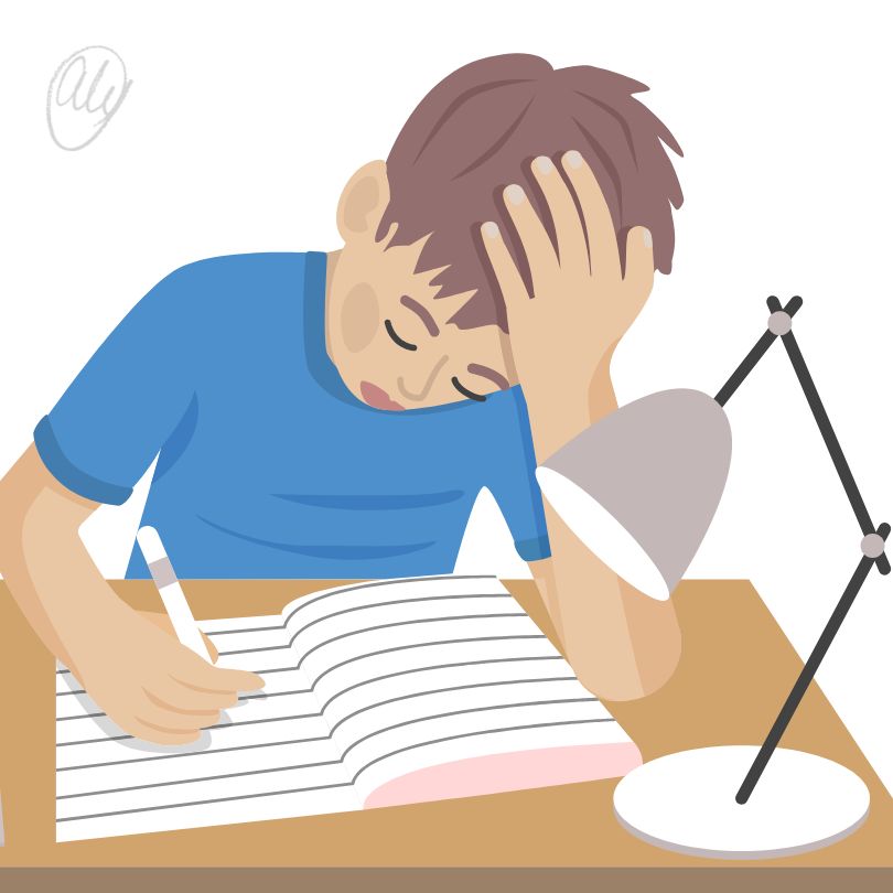 Teen with ADHD feeling anxious about schoolwork, avoiding homework to hide stress and fear of failure.