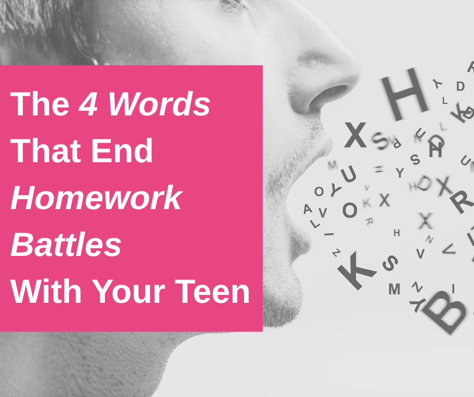 Frustrated teenager with ADHD staring at open textbook, avoiding homework while parent looks on.